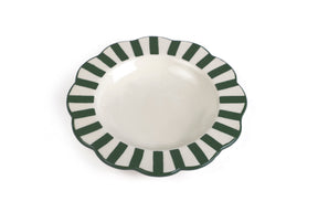 Ceramic stripe Salad Plate,  Olive green - 8.25 x 8.25 x 1.25 Inches