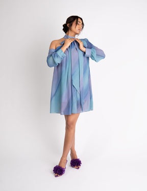 One-Shoulder Bow Tie Mini Dress – Azure Bloom