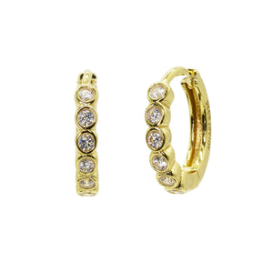 Silver & Gold Moissanite Huggie Hoops