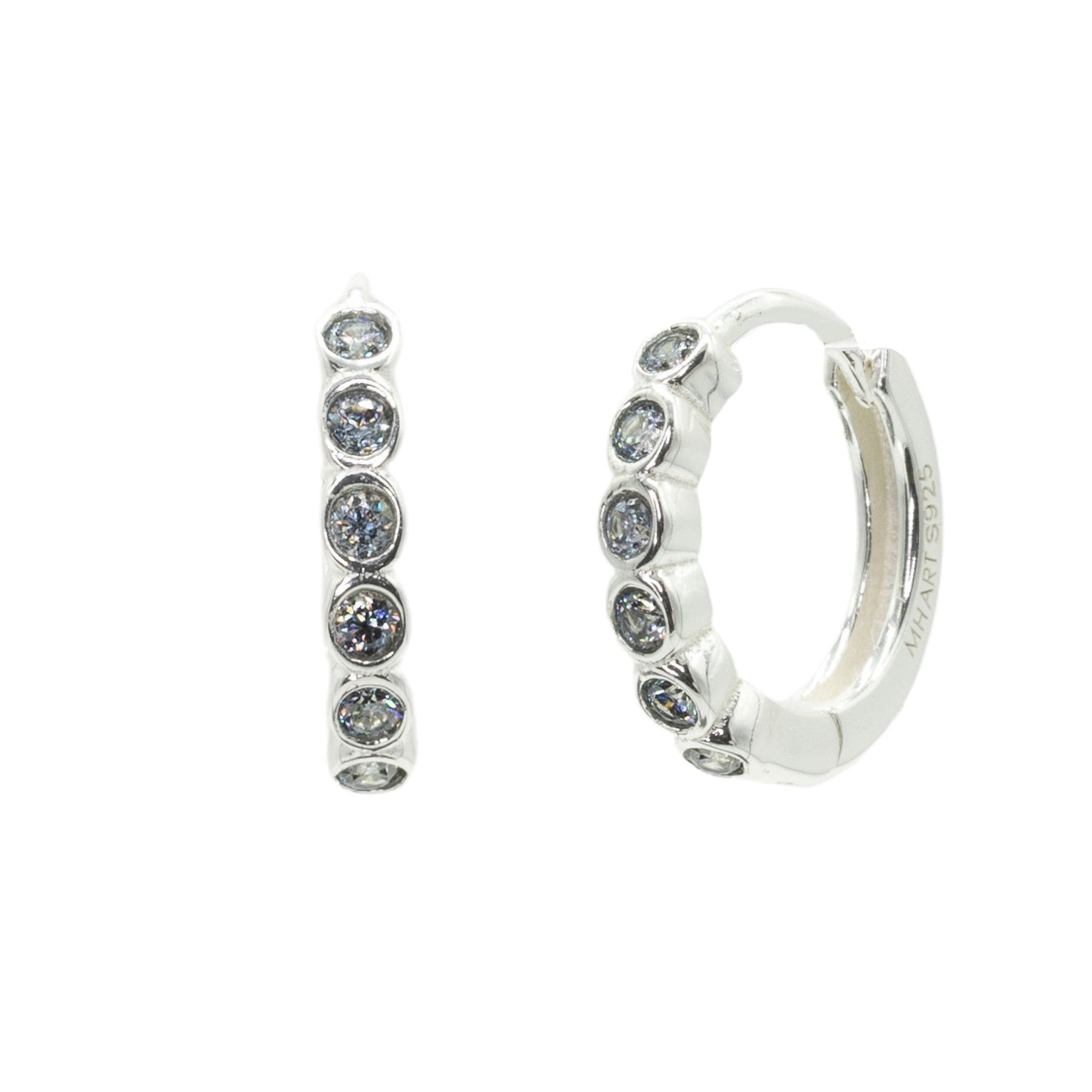 Silver & Gold Moissanite Huggie Hoops