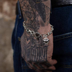 Sculpted Caged Sphere Chain Bracelet