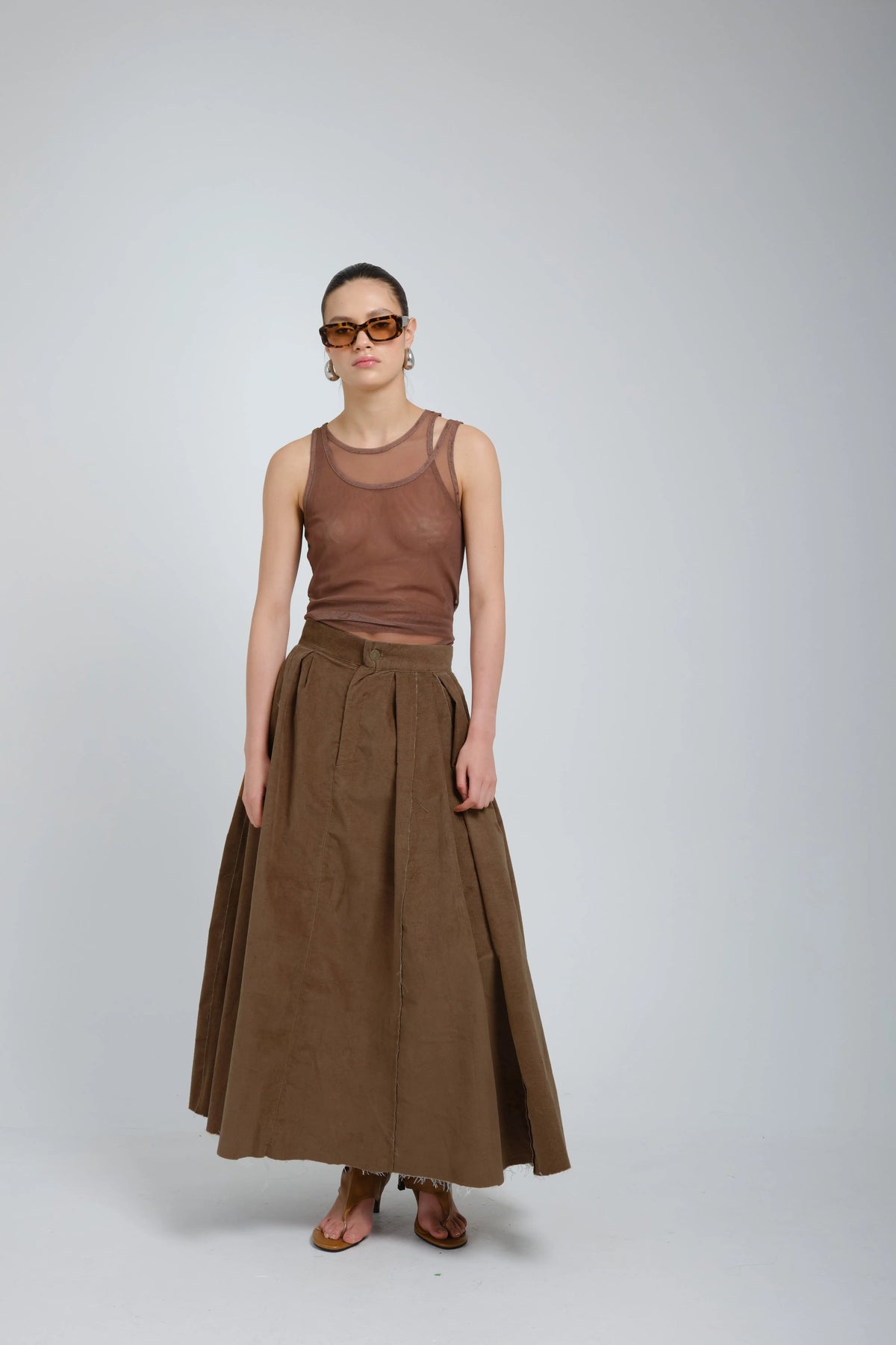 Amba Pleated Lurex Skirt