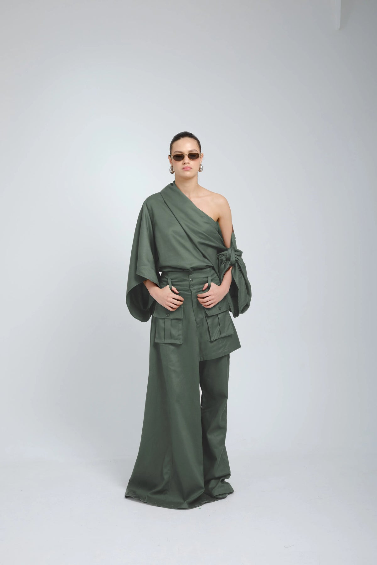 Ciocco Asymmetric Cargo Skirt Trousers