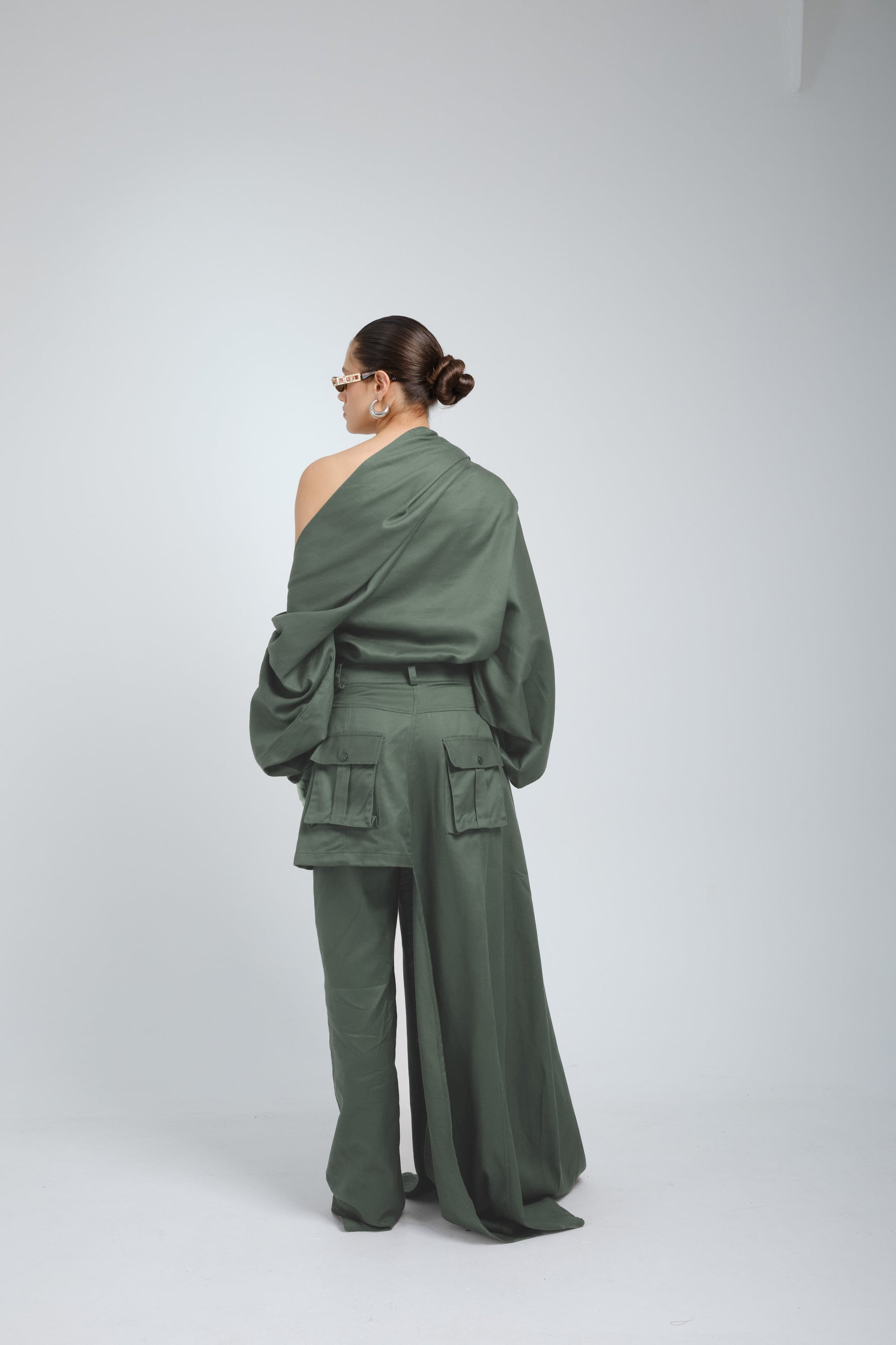 Ciocco Asymmetric Cargo Skirt Trousers