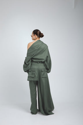 Ciocco Asymmetric Cargo Skirt Trousers