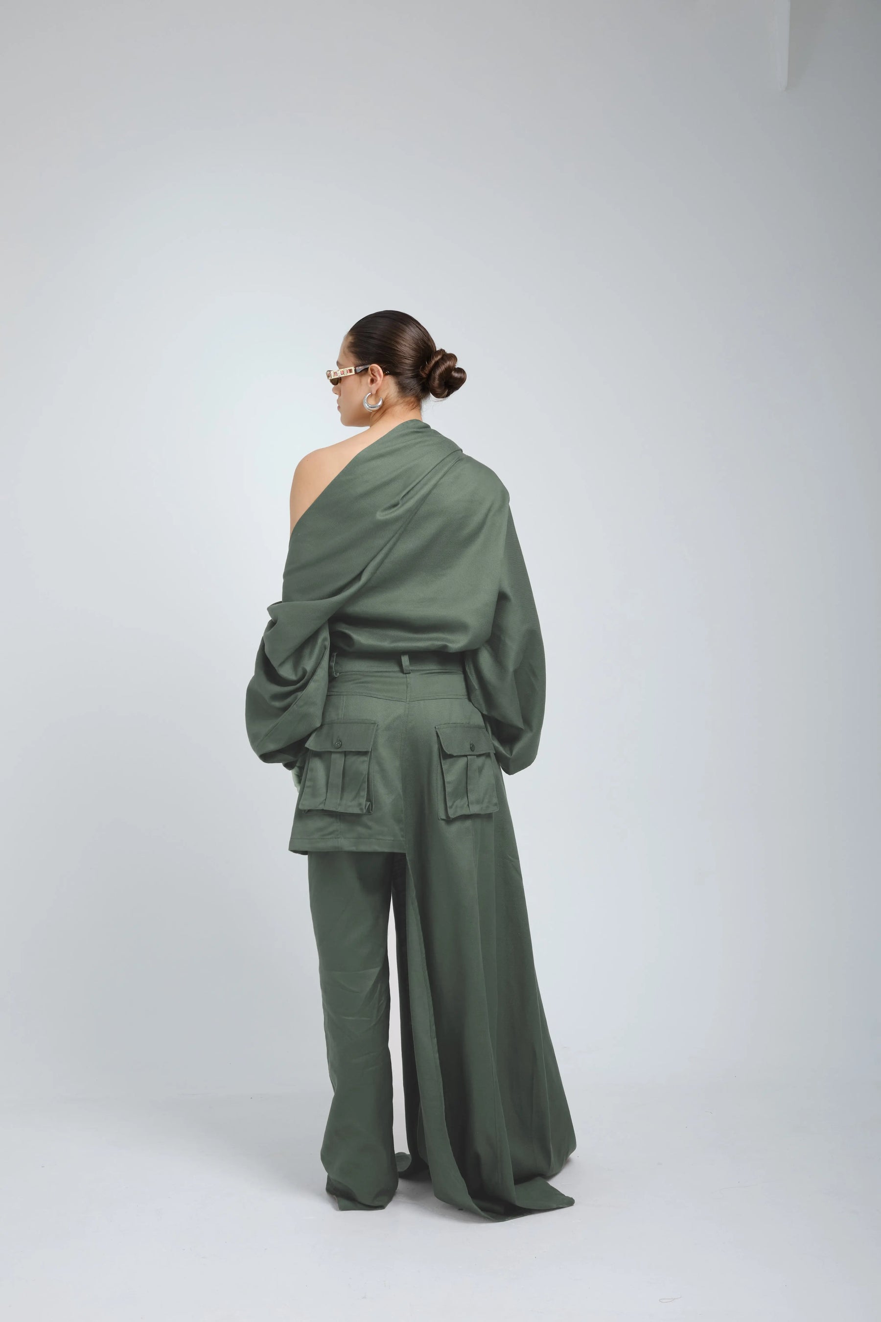 Ciocco Asymmetric Cargo Skirt Trousers