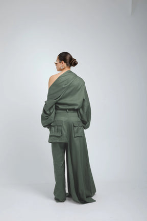 Ciocco Asymmetric Cargo Skirt Trousers