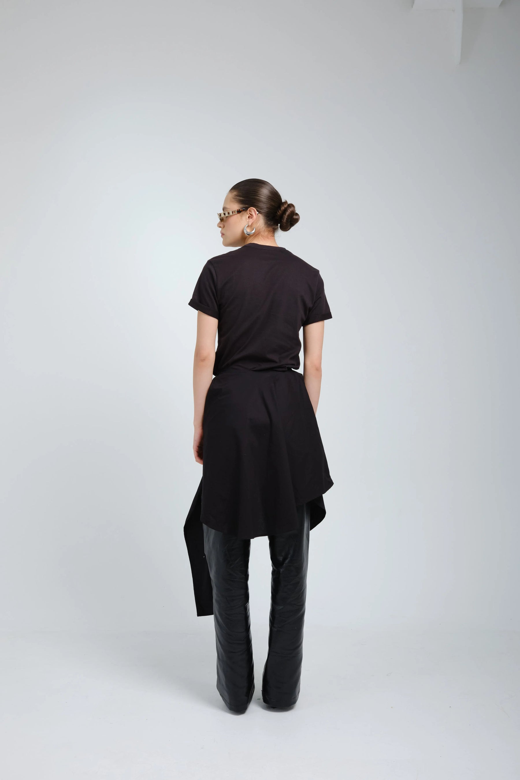 Radia Black Poplin Wrap T-shirt