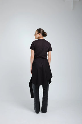 Radia Black Poplin Wrap T-shirt