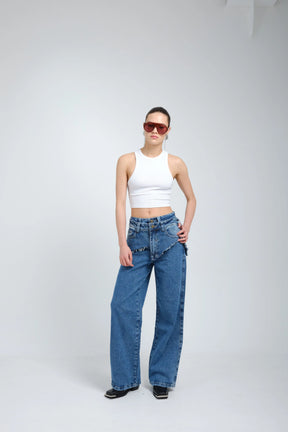 Ombra Deconstructed Wide-Leg Denim
