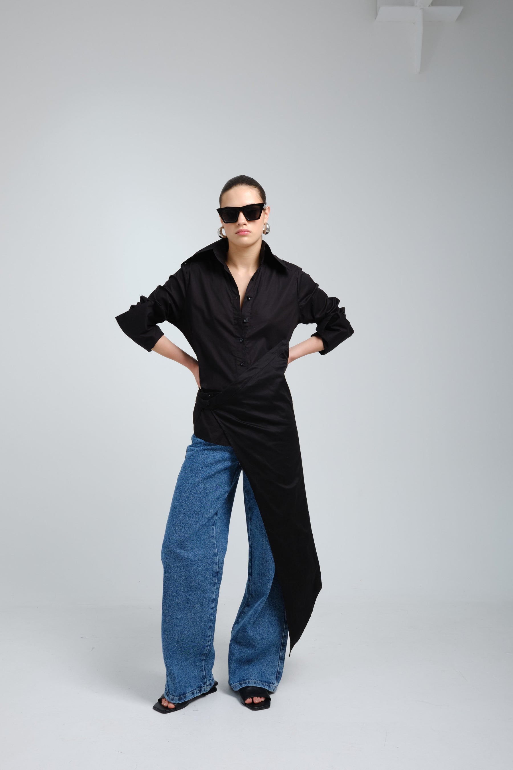 Mento Black Asymmetric Shirt