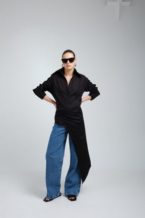 Mento Black Asymmetric Shirt