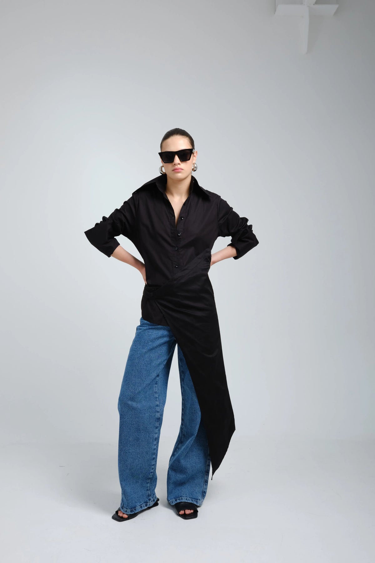 Mento Black Asymmetric Shirt