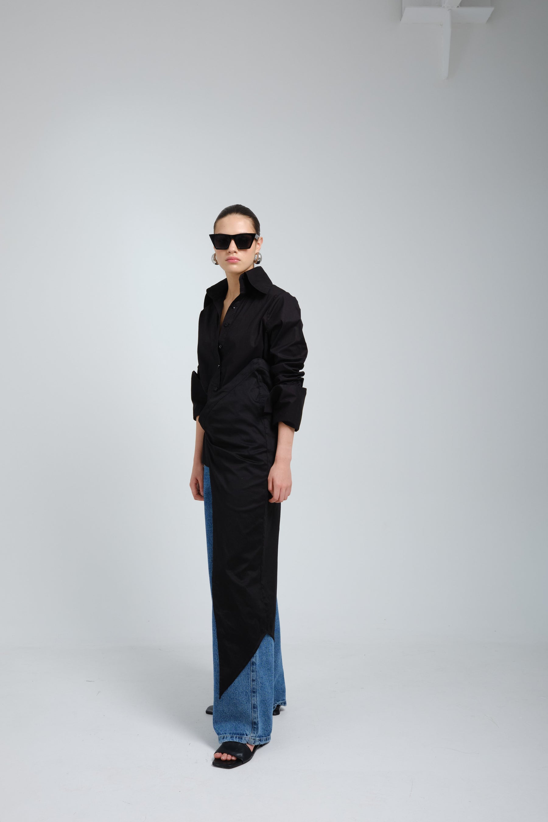 Mento Black Asymmetric Shirt