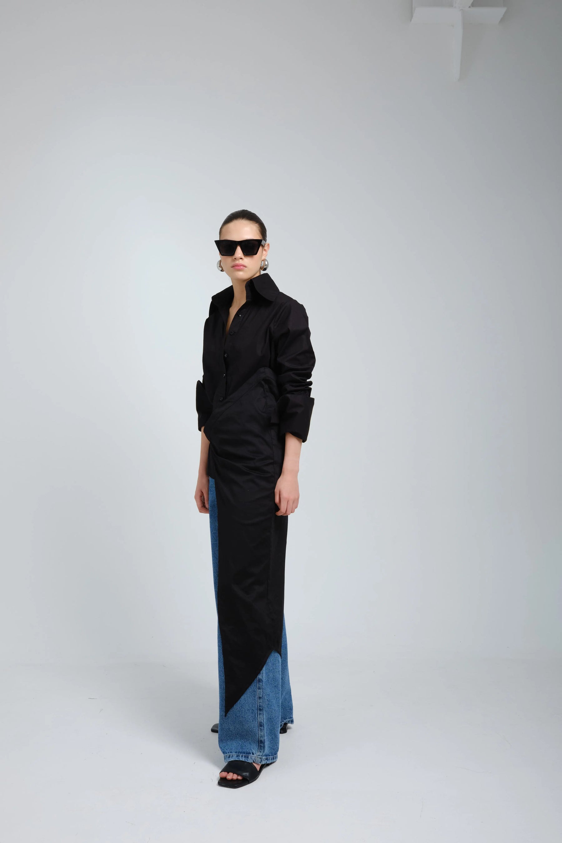 Mento Black Asymmetric Shirt