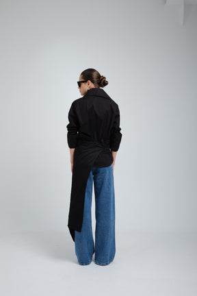 Mento Black Asymmetric Shirt