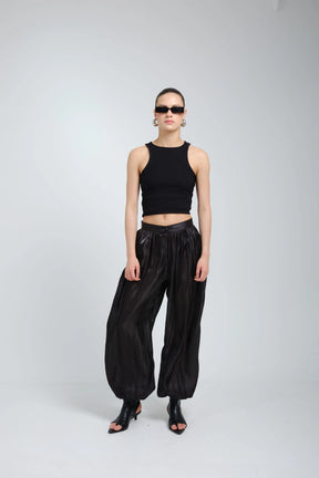 Suna Noir Satin Harem Trousers