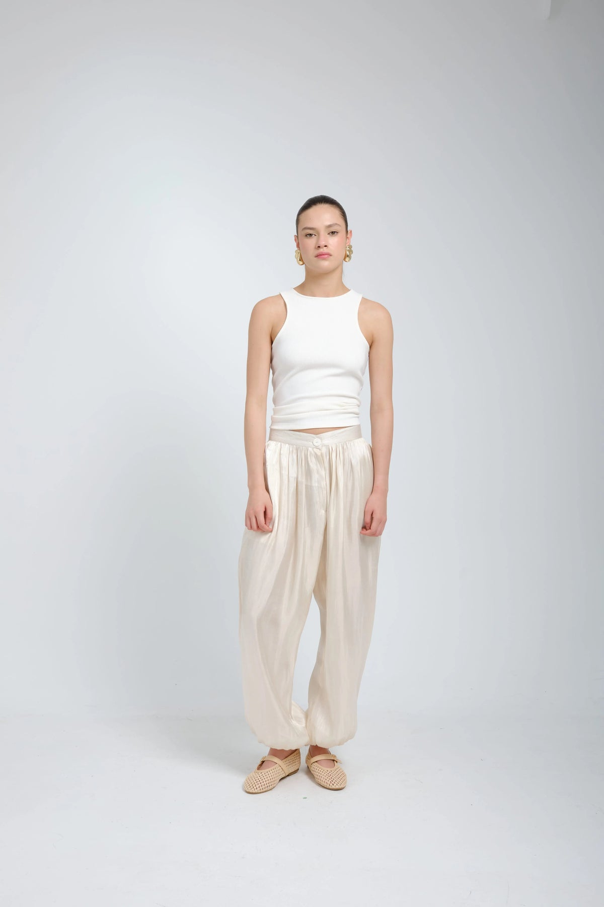 Suna Noir Satin Harem Trousers