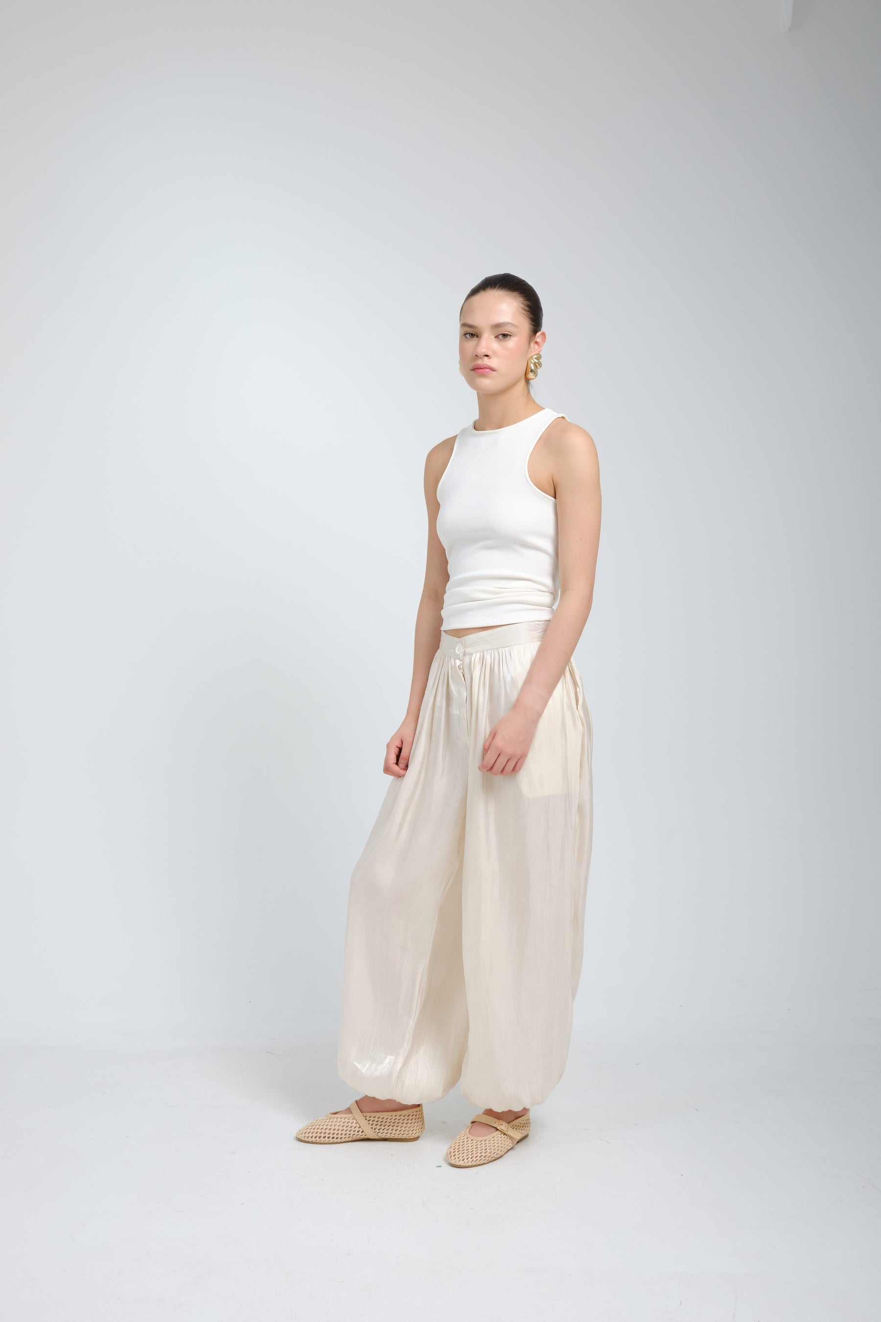 Suna Noir Satin Harem Trousers