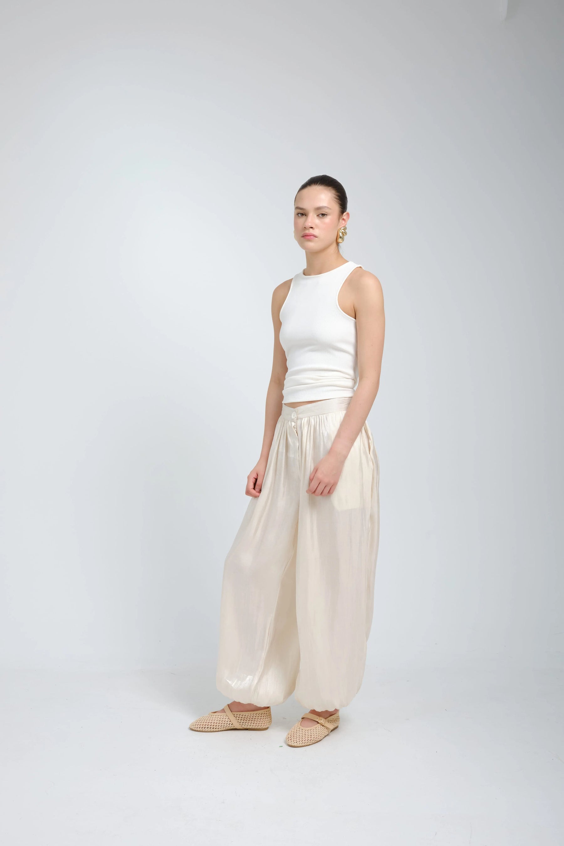Suna Noir Satin Harem Trousers