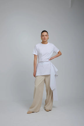 Radia White Poplin Wrap T-shirt