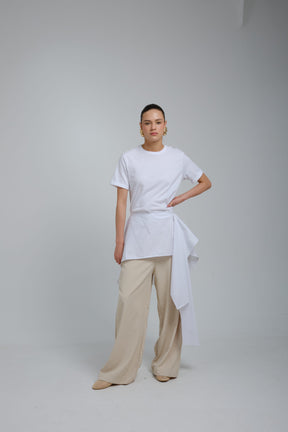 Radia Blanca Poplin Wrap T-shirt