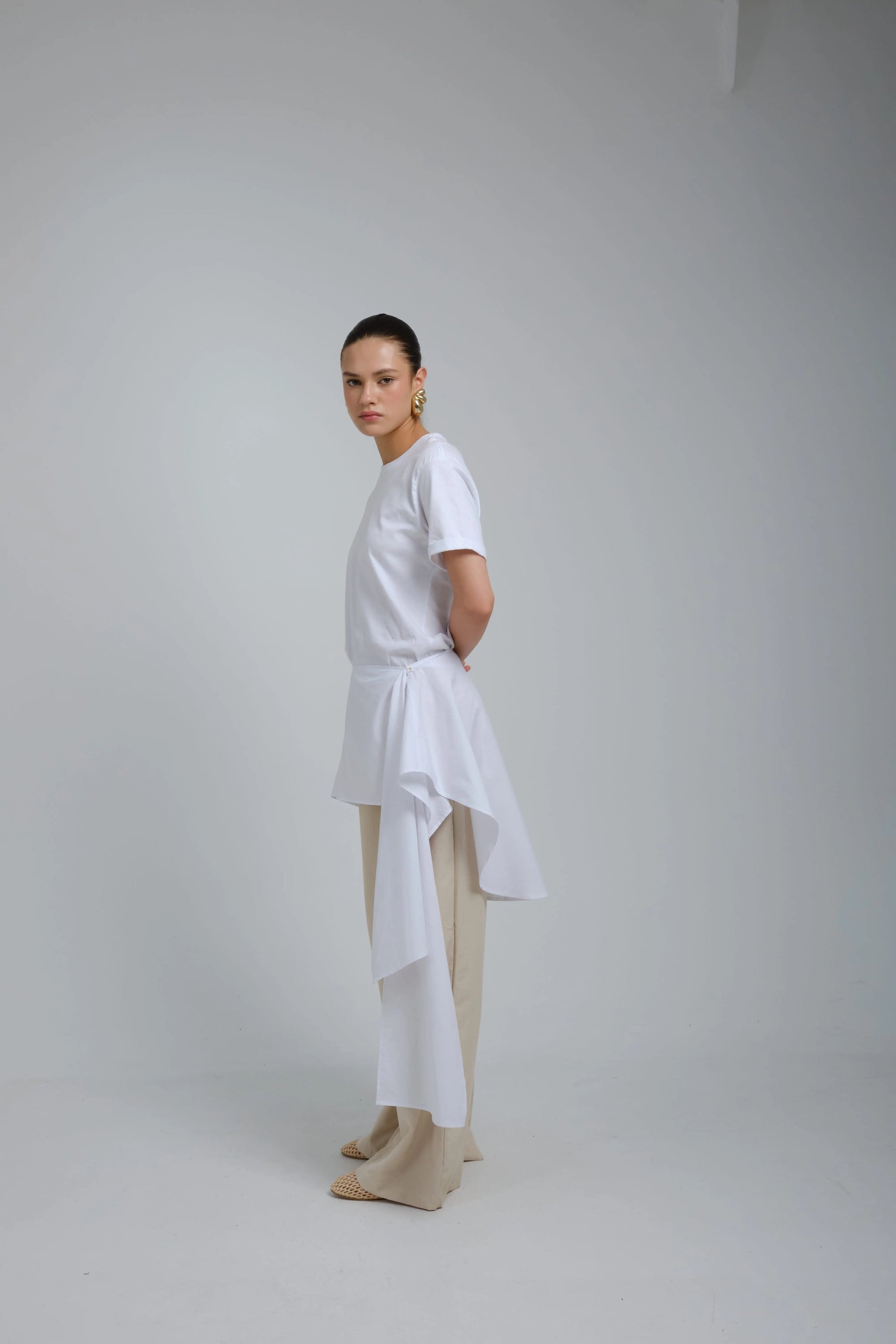 Radia White Poplin Wrap T-shirt