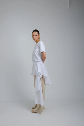 Radia White Poplin Wrap T-shirt