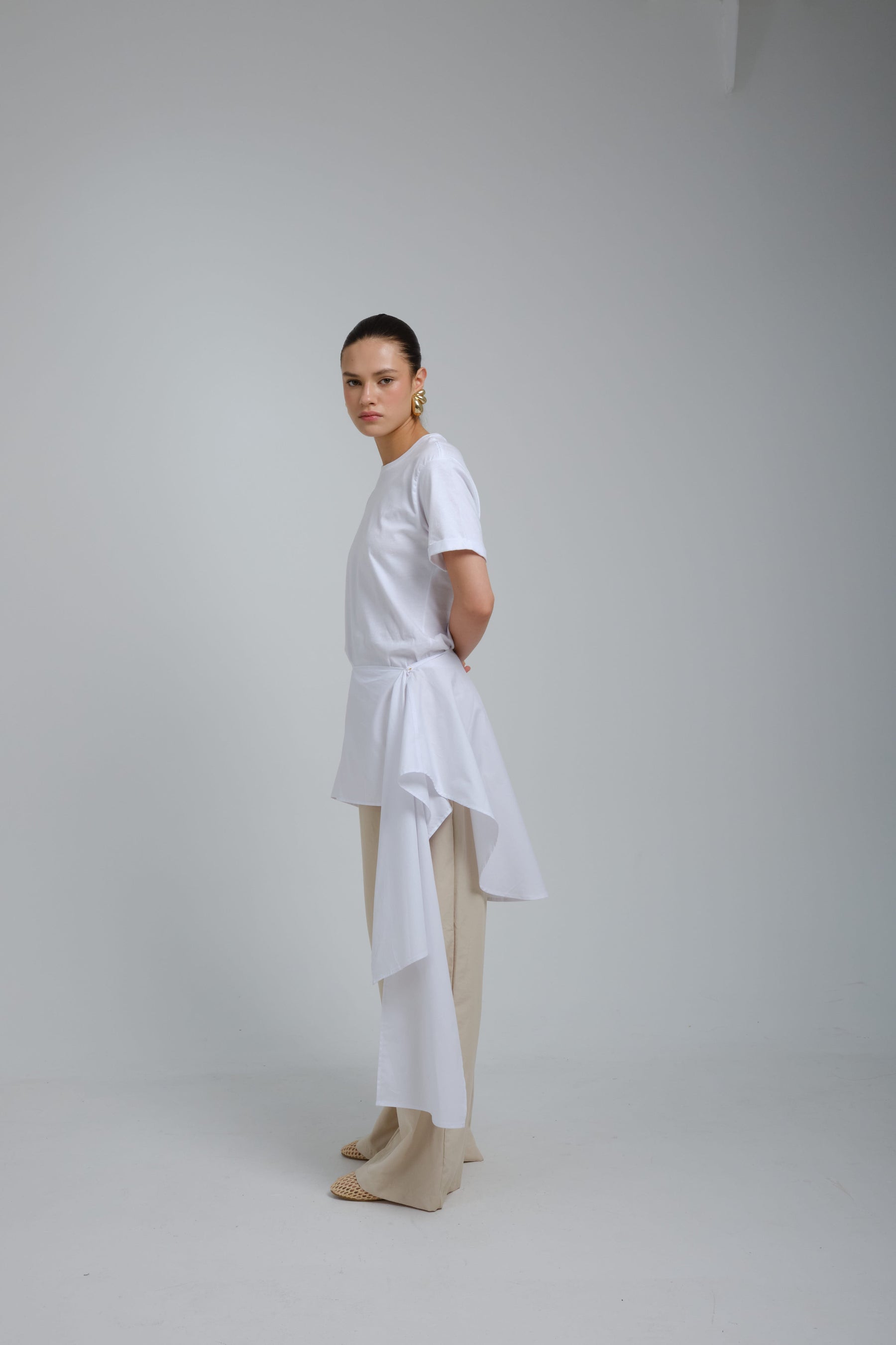 Radia Blanca Poplin Wrap T-shirt