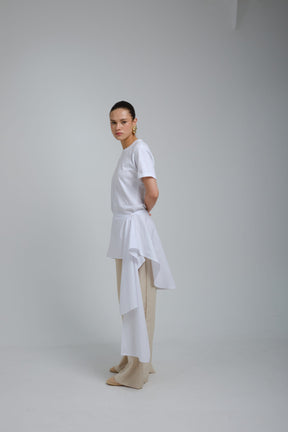 Radia Blanca Poplin Wrap T-shirt