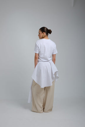 Radia Blanca Poplin Wrap T-shirt