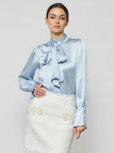 Phaius Bow Tie Silk Charmeuse Blouse
