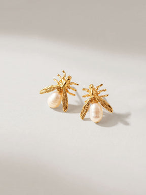 Aretes Topo Mini Hormiga Perla