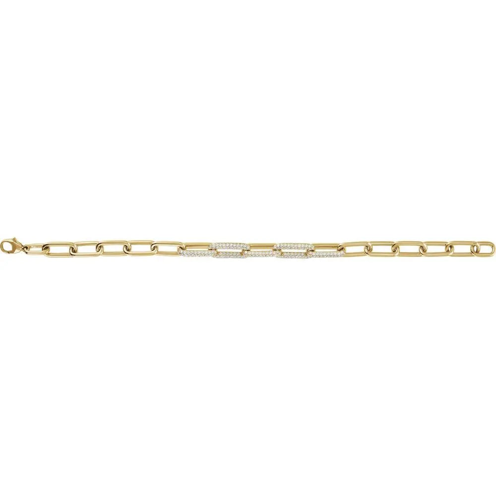 1 1/2 CT Lab-Grown Diamond Paperclip Bracelet in 14K Gold