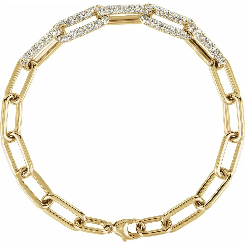 1 1/2 CT Lab-Grown Diamond Paperclip Bracelet in 14K Gold