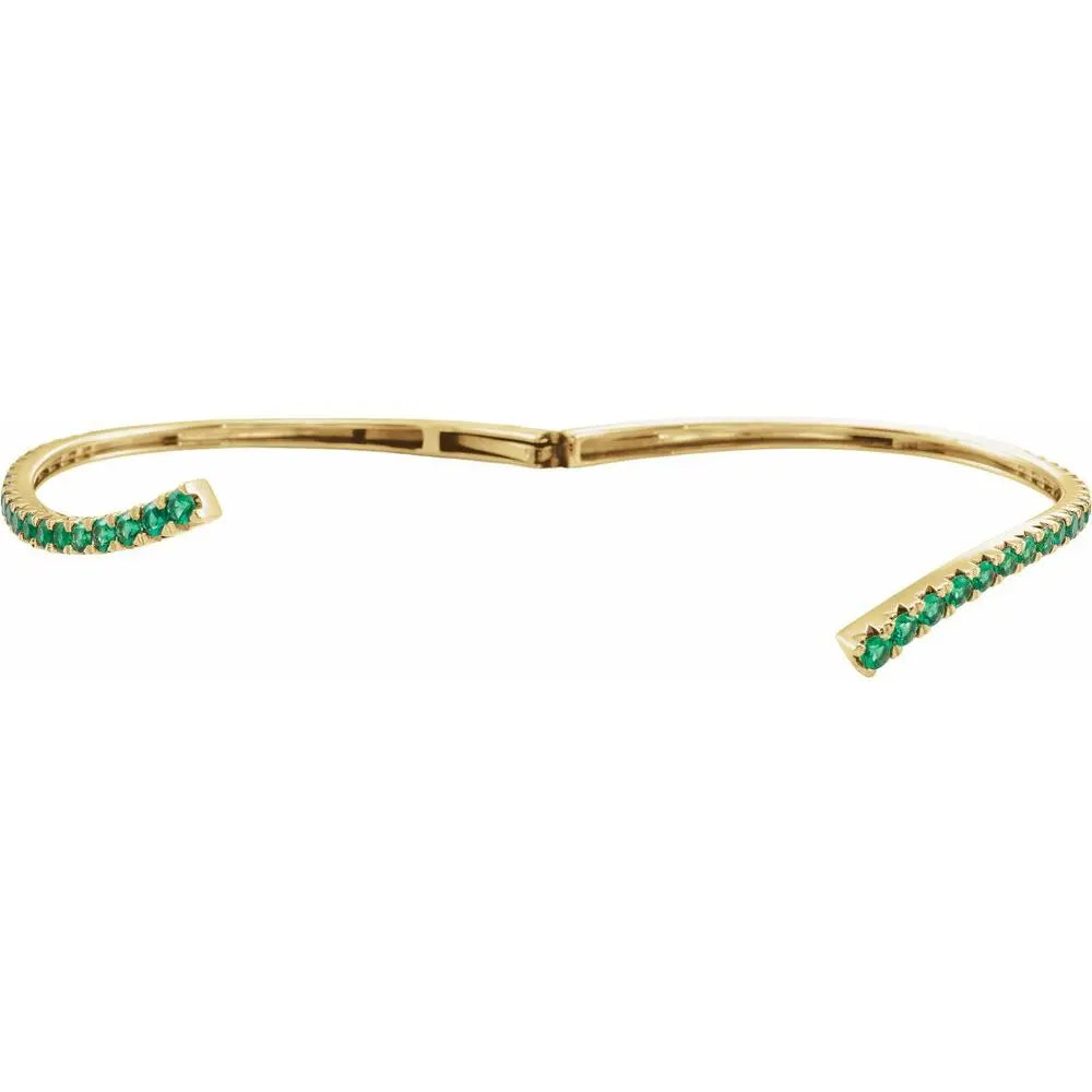 Lab-Grown Emerald Bypass Cuff Bracelet in 14K Gold