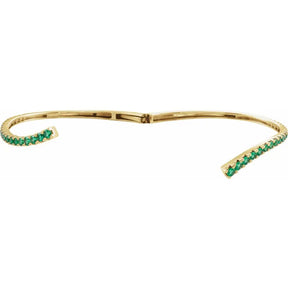 Lab-Grown Emerald Bypass Cuff Bracelet in 14K Gold