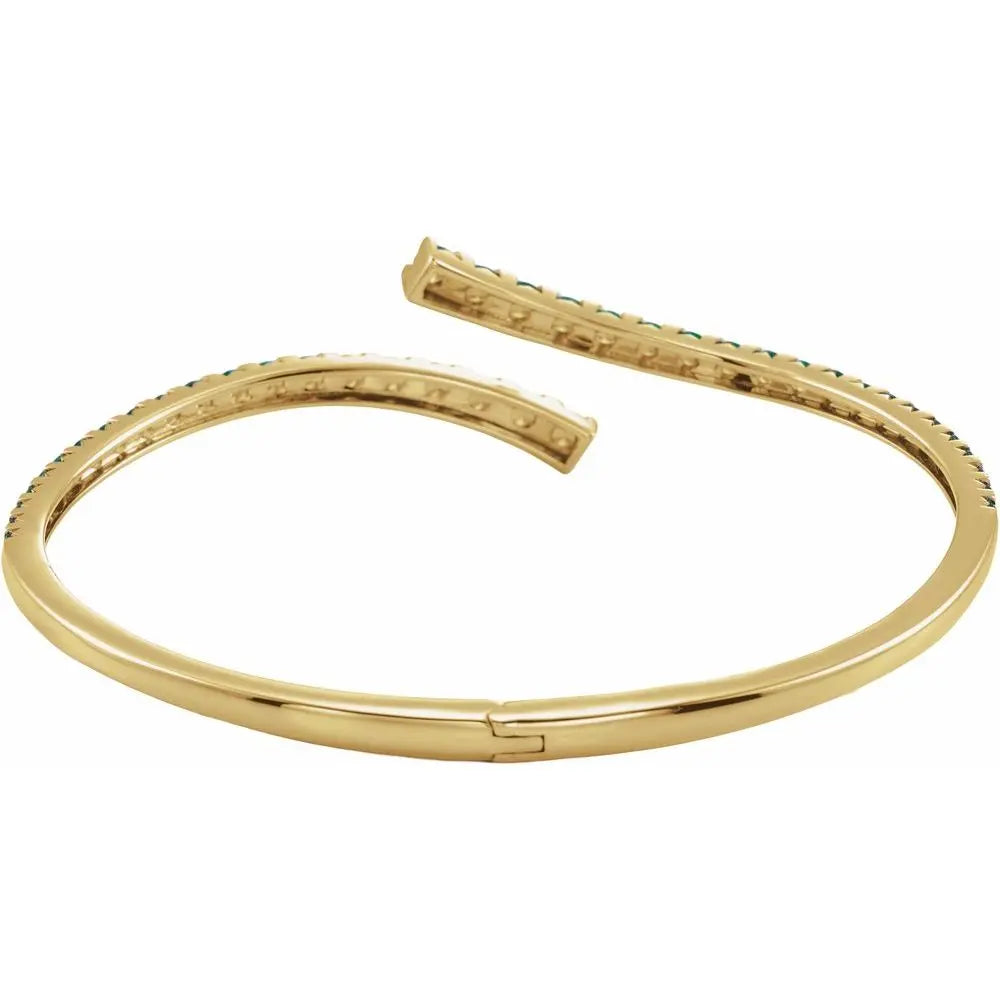 Lab-Grown Emerald Bypass Cuff Bracelet in 14K Gold