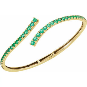 Lab-Grown Emerald Bypass Cuff Bracelet in 14K Gold