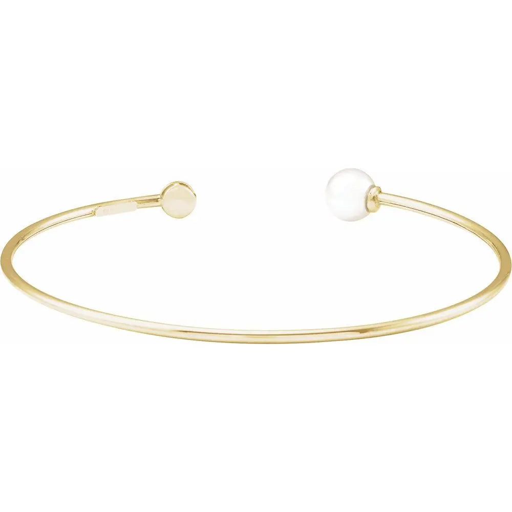 Freshwater Pearl & .03 CT Natural Diamond Cuff Bracelet in 14K Gold