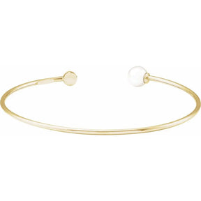 Freshwater Pearl & .03 CT Natural Diamond Cuff Bracelet in 14K Gold