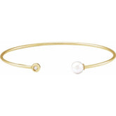 Freshwater Pearl & .03 CT Natural Diamond Cuff Bracelet in 14K Gold