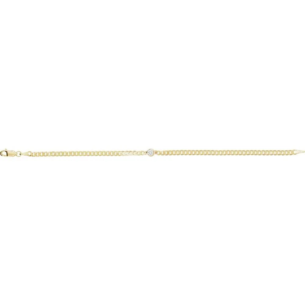 1/4 CT Natural Diamond Link Bracelet in 14K Gold