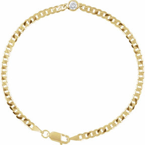 1/4 CT Natural Diamond Link Bracelet in 14K Gold