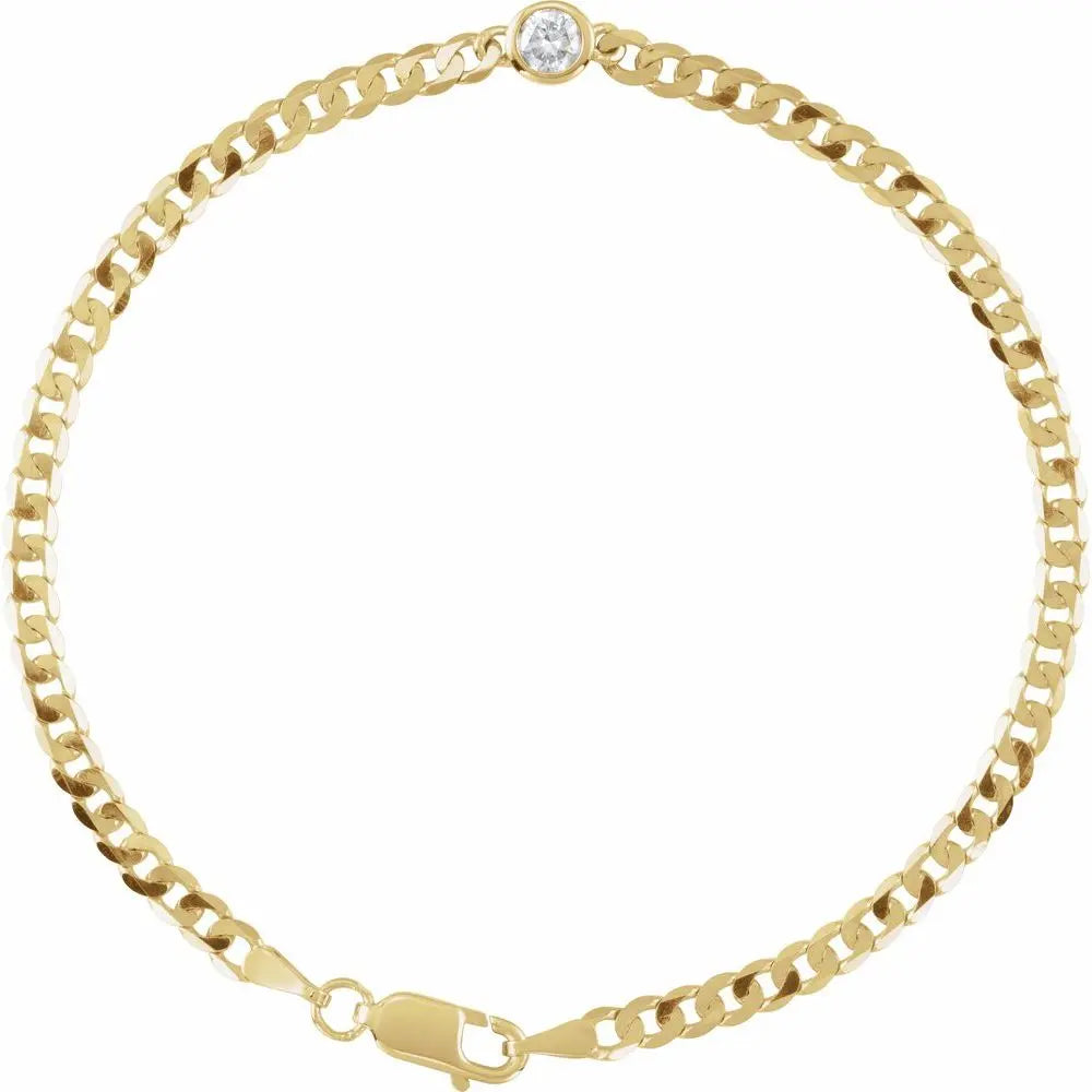 1/4 CT Natural Diamond Link Bracelet in 14K Gold