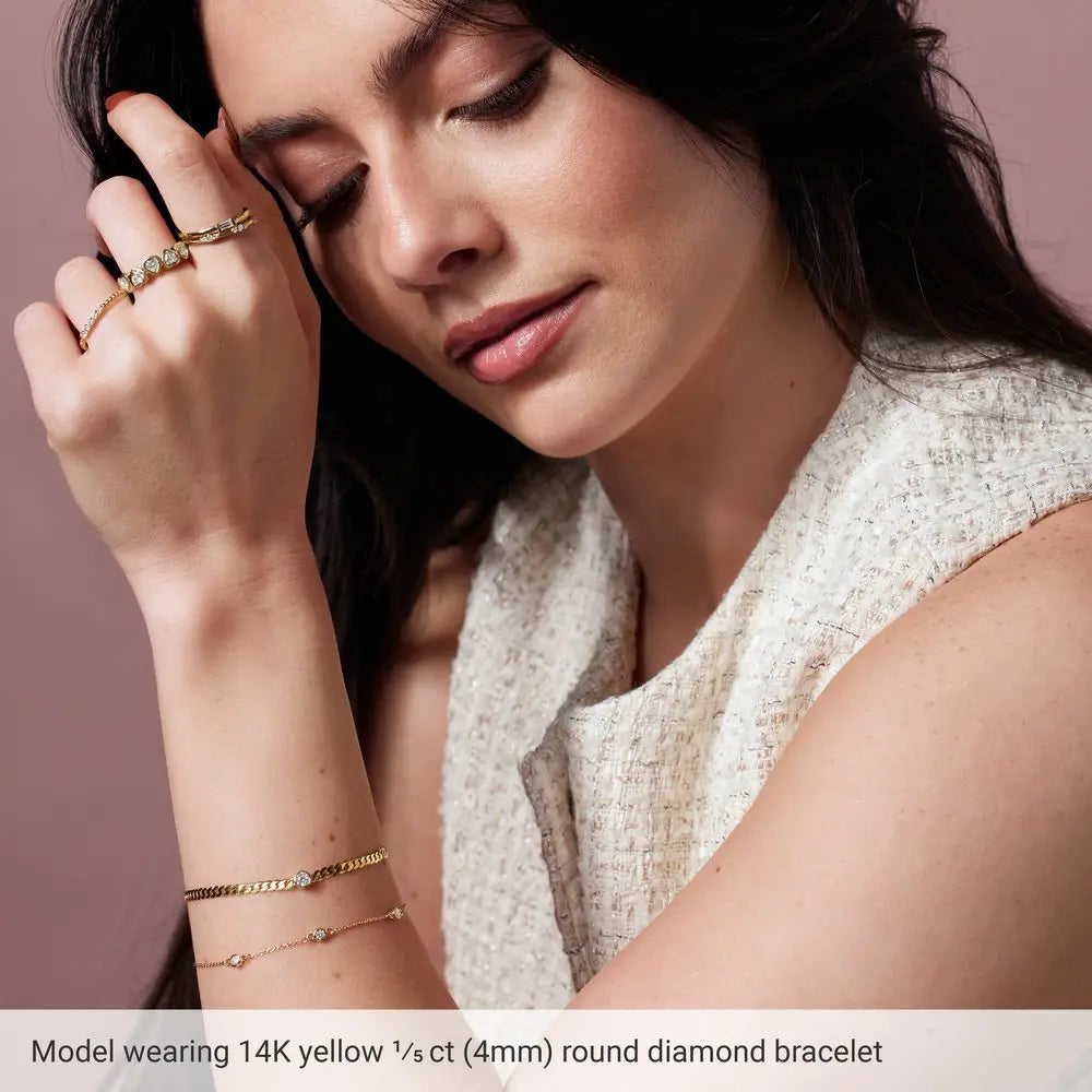 1/4 CT Natural Diamond Link Bracelet in 14K Gold