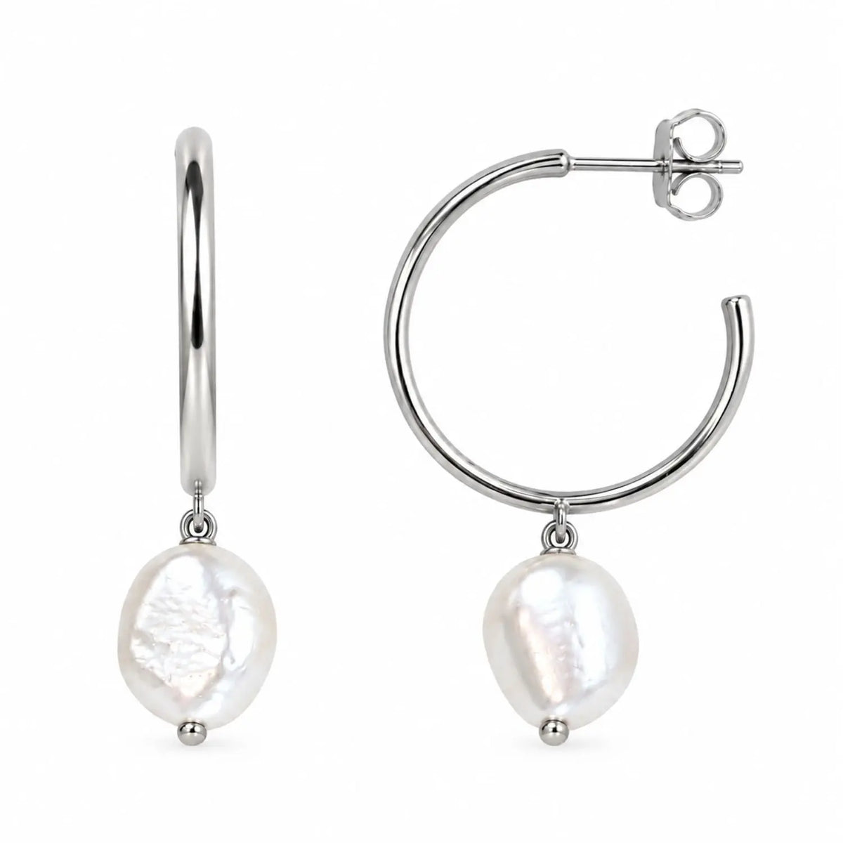 Baroque Pearl Hoop Earrings