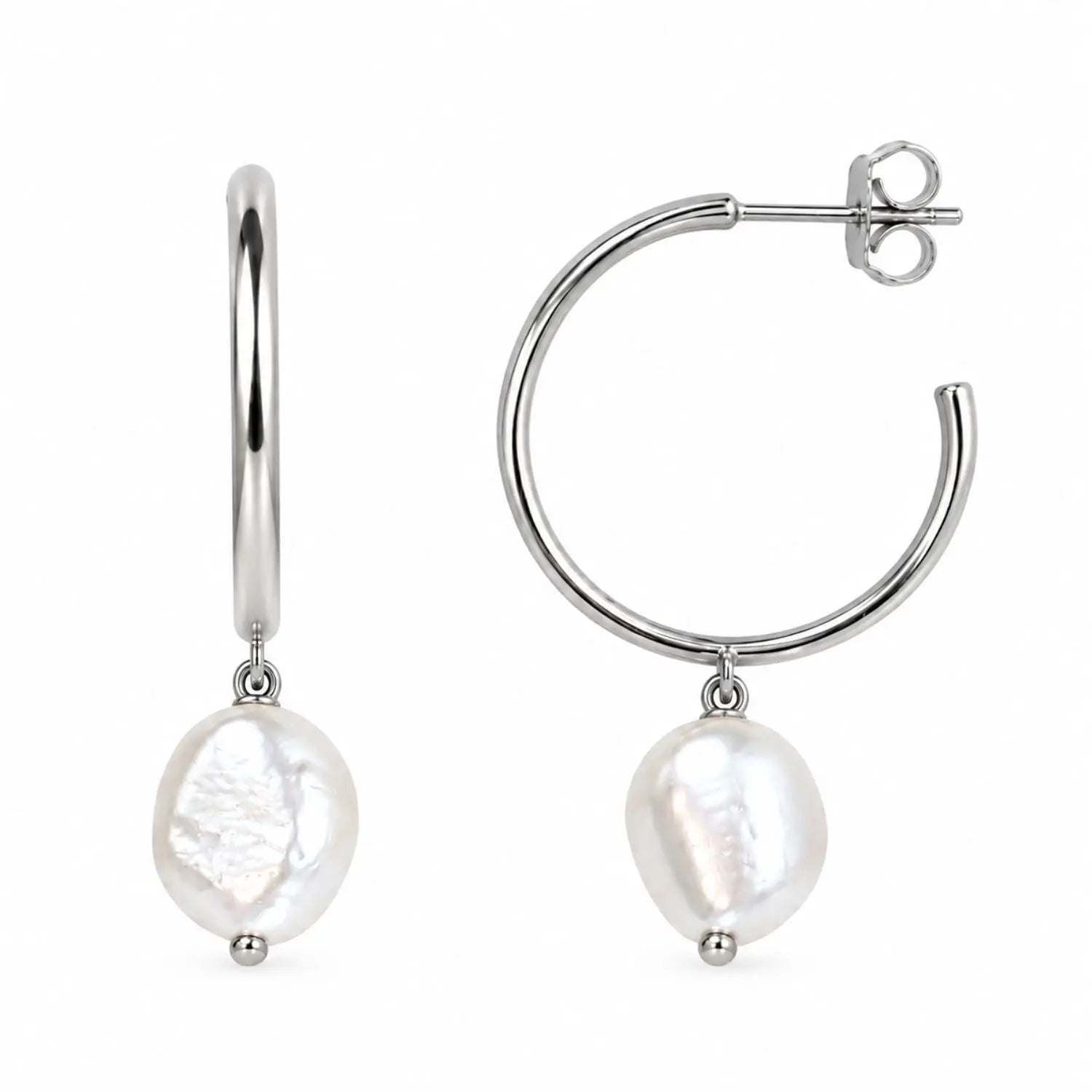 Baroque Pearl Hoop Earrings
