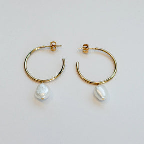 Baroque Pearl Hoop Earrings