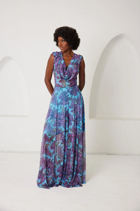 Two-Piece Palazzo Set – Afterlight Safari- Aqua